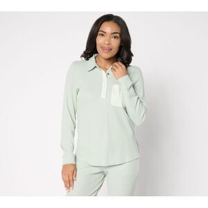 Anybody Women's Top Sz XL Cozy Knit Waffle Henley Gray A678656